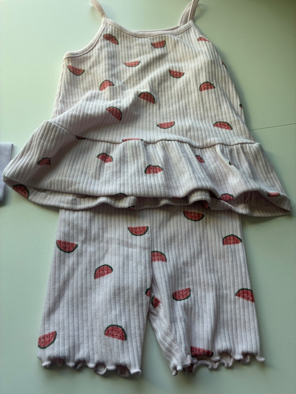 Carter's Cream Ribbed Tank with Pale Pink Trim - Picture 2 of 5